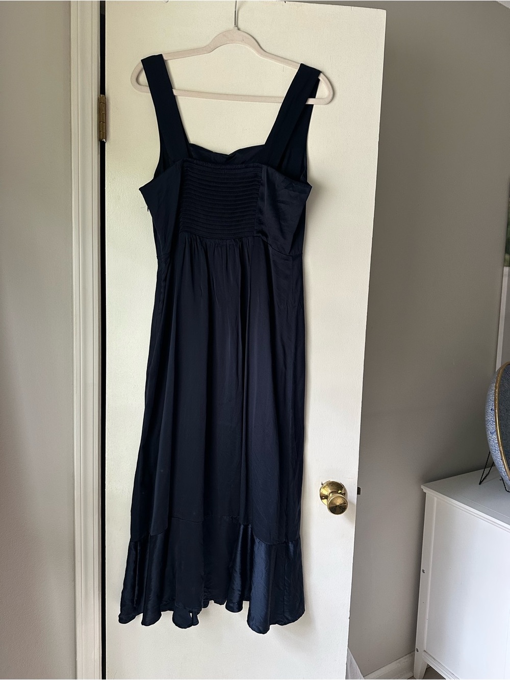 Navy Quince Satin Midi Dress - Picture 2 of 10